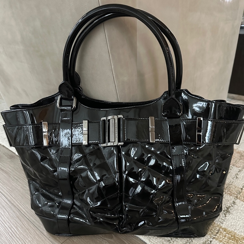 Burberry Black Quilted Patent Leather